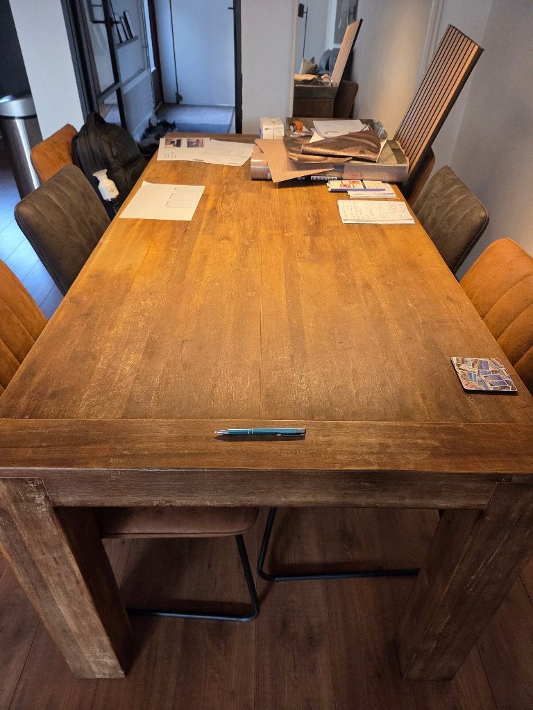 6 persoons eettafel (190x90), Ophalen, Gebruikt, 50 tot 100 cm, Vijf personen of meer