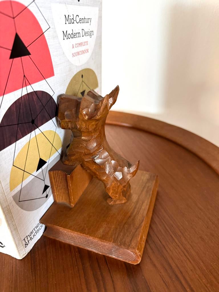 2x vintage teakhouten Schotse Terriër boekensteunen ‘60, Ophalen of Verzenden, Zo goed als nieuw