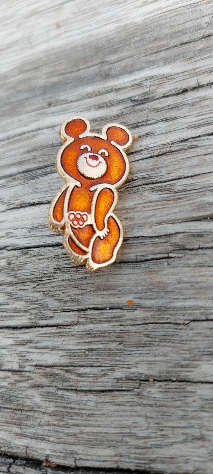 Vintage Mischa de Beer pin - Olympische Spelen mascotte 1980, Ophalen of Verzenden, Zo goed als nieuw, Overige typen, Overige merken