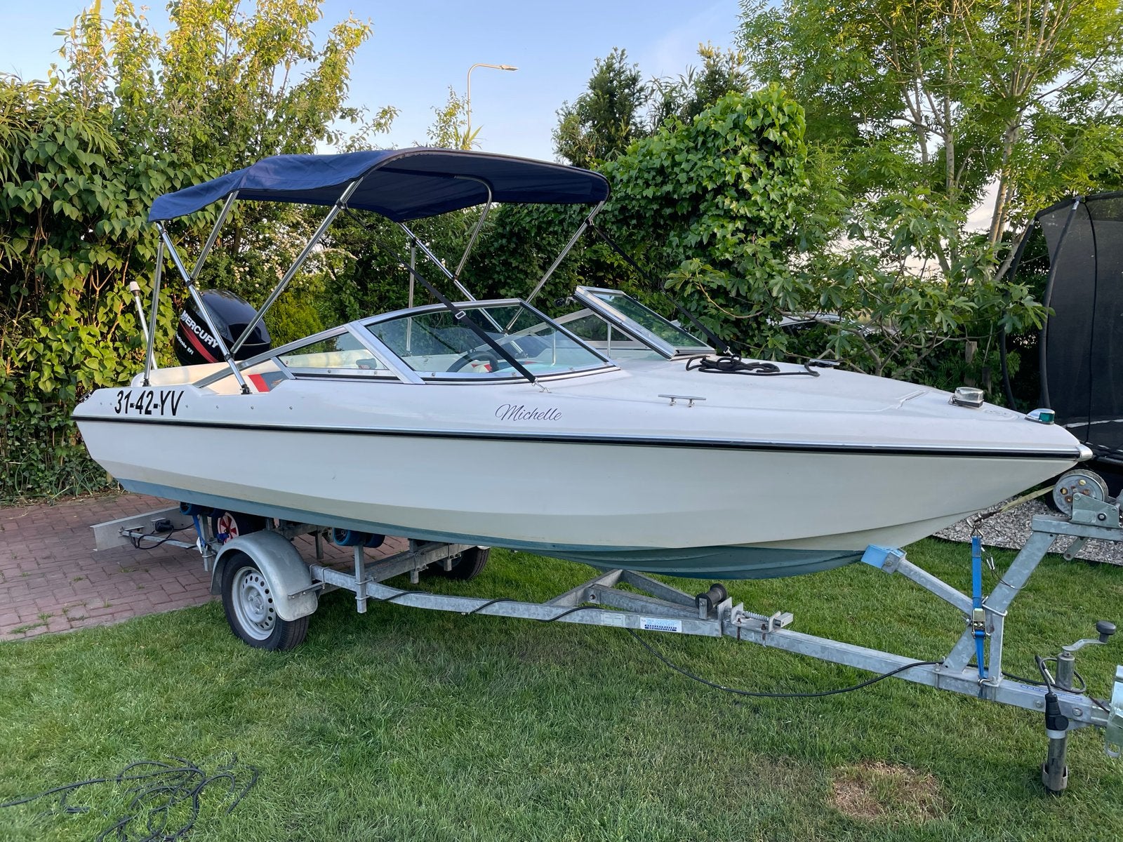Astromar LS 470 Mercury 60pk buitenboordmotor en trailer, Watersport en Boten, Speedboten, Ophalen, Overige merken, Gebruikt, 70 tot 120 pk