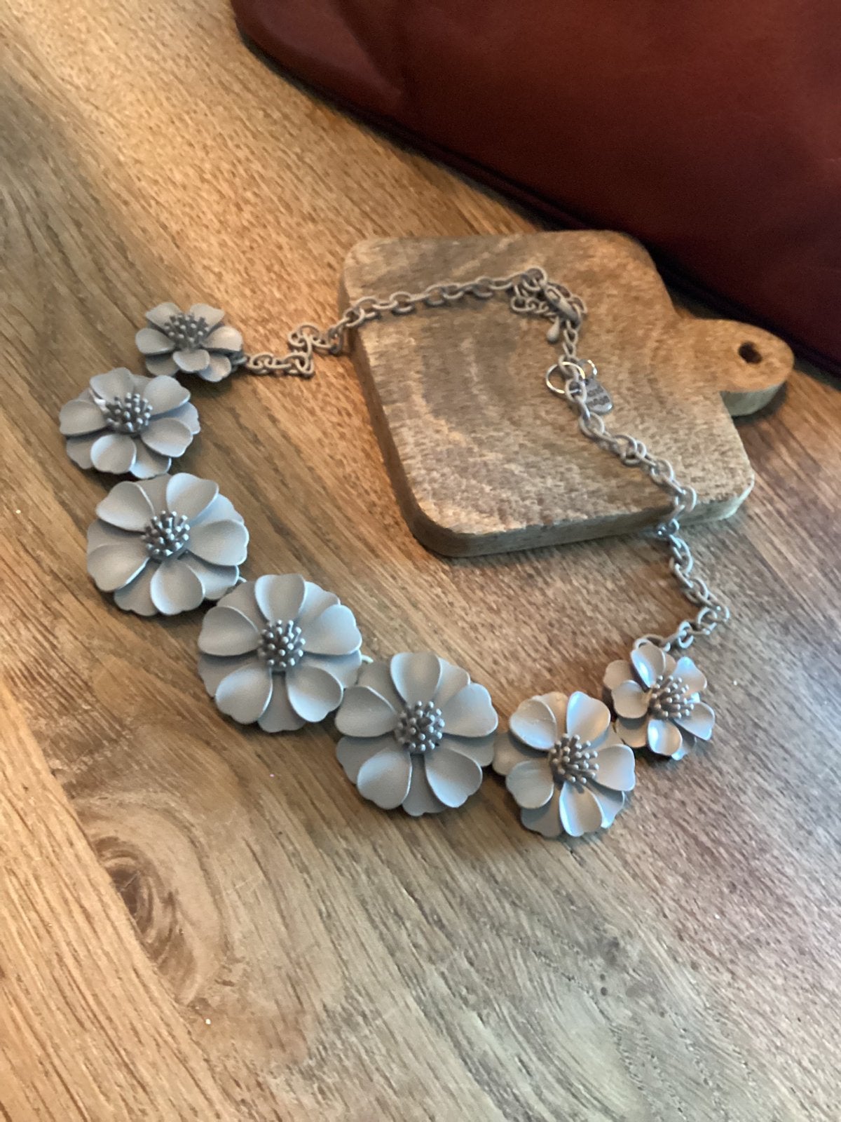 Vintage Ketting, Sieraden, Tassen en Uiterlijk, Kettingen, Verzenden, Gebruikt, Grijs, Overige materialen