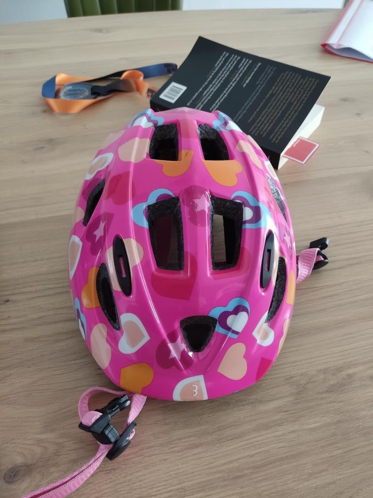 Roze kinderfietshelm met hartjes en sterren - BBB Cycling, Ophalen, Gebruikt, Meisje, Overige maten