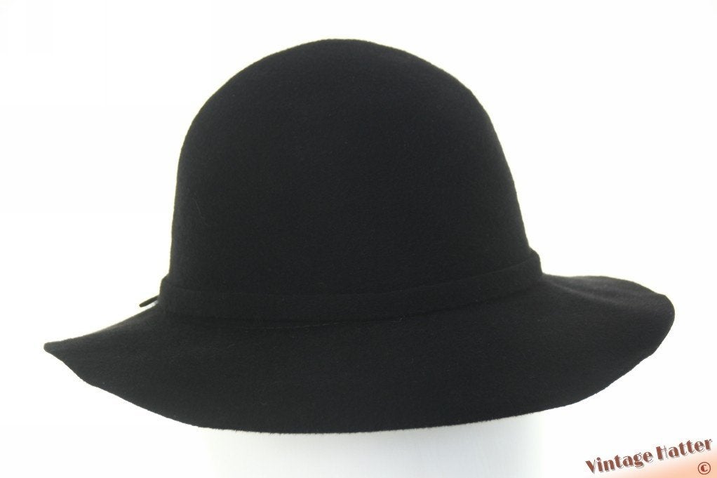 Vintage Dameshoed Mayser-Milz zwart flexibel vilt 56, 56 of 57 cm (M, 7 of 7⅛ inch), Mayser-Milz, Hoed, Ophalen of Verzenden