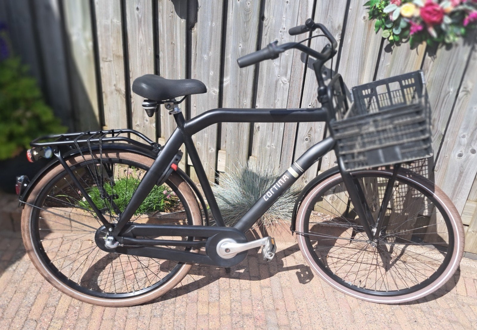Matzwarte heren CORTINA CRUSH 28inch, Terugtraprem, Gebruikt, Versnellingen, 61 tot 65 cm