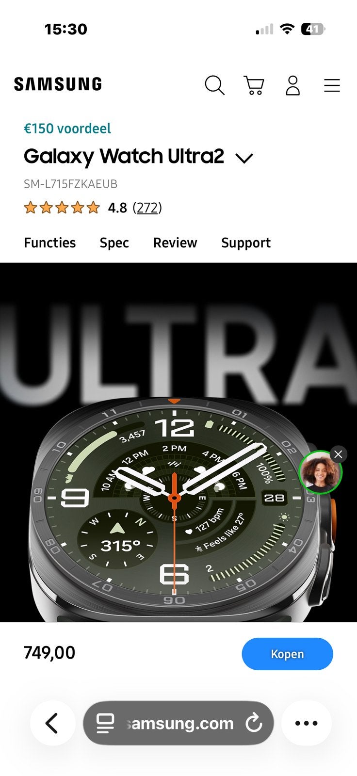 Galaxy watch ultra 2, Ophalen, Nieuw, Grijs, Android