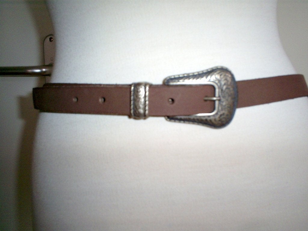 NIEUW __ bruine leren riem van COWBOYSBELT, Minder dan 3 cm, 80 tot 90 cm, Verzenden, Echt leder