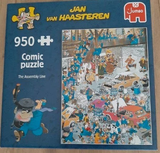 Jan van Haasteren puzzel The assembly line, Ophalen of Verzenden, 500 t/m 1500 stukjes, Zo goed als nieuw, Legpuzzel