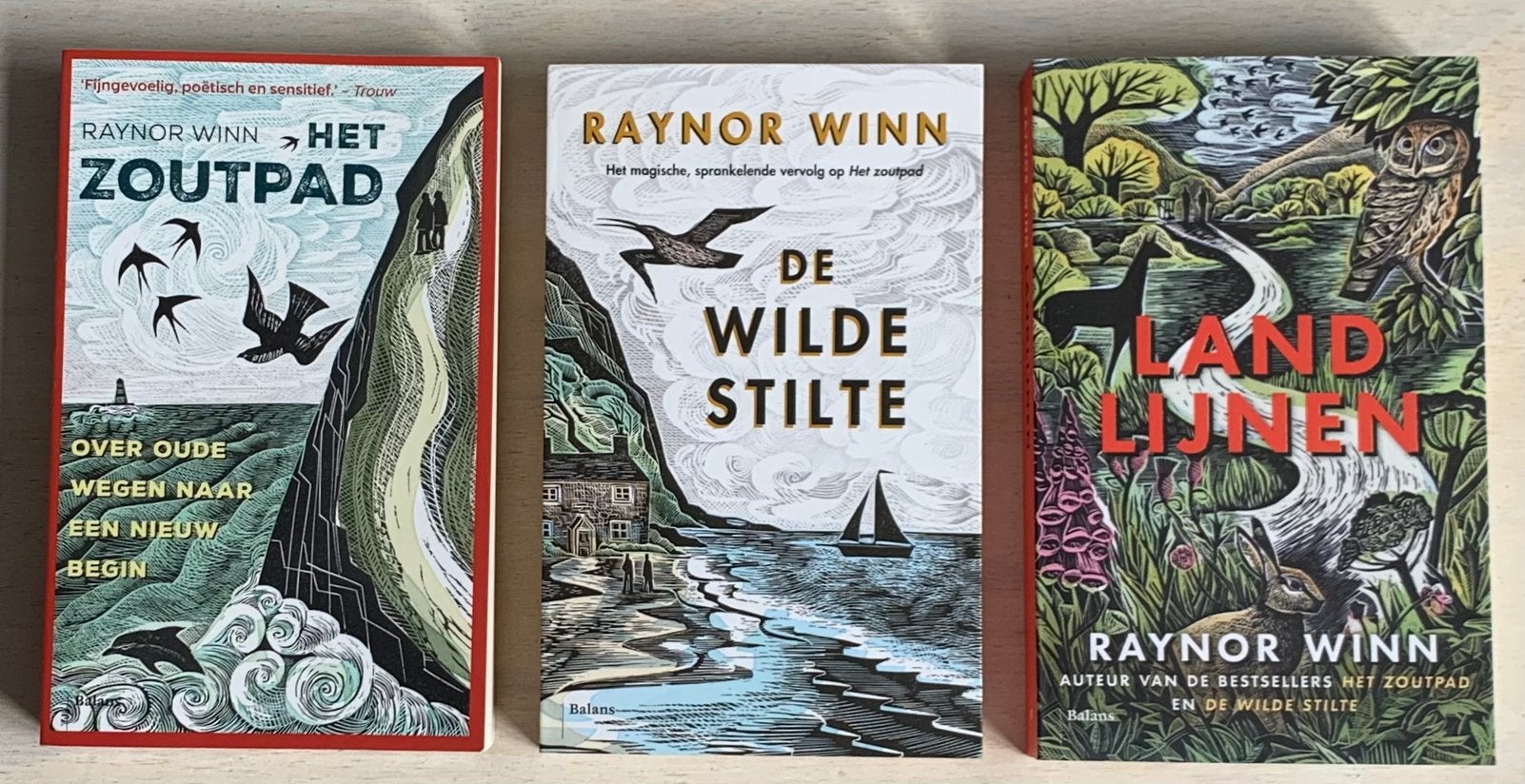 Raynor Winn compleet: Het zoutpad, Wilde stilte, Landlijnen, Ophalen of Verzenden, Zo goed als nieuw