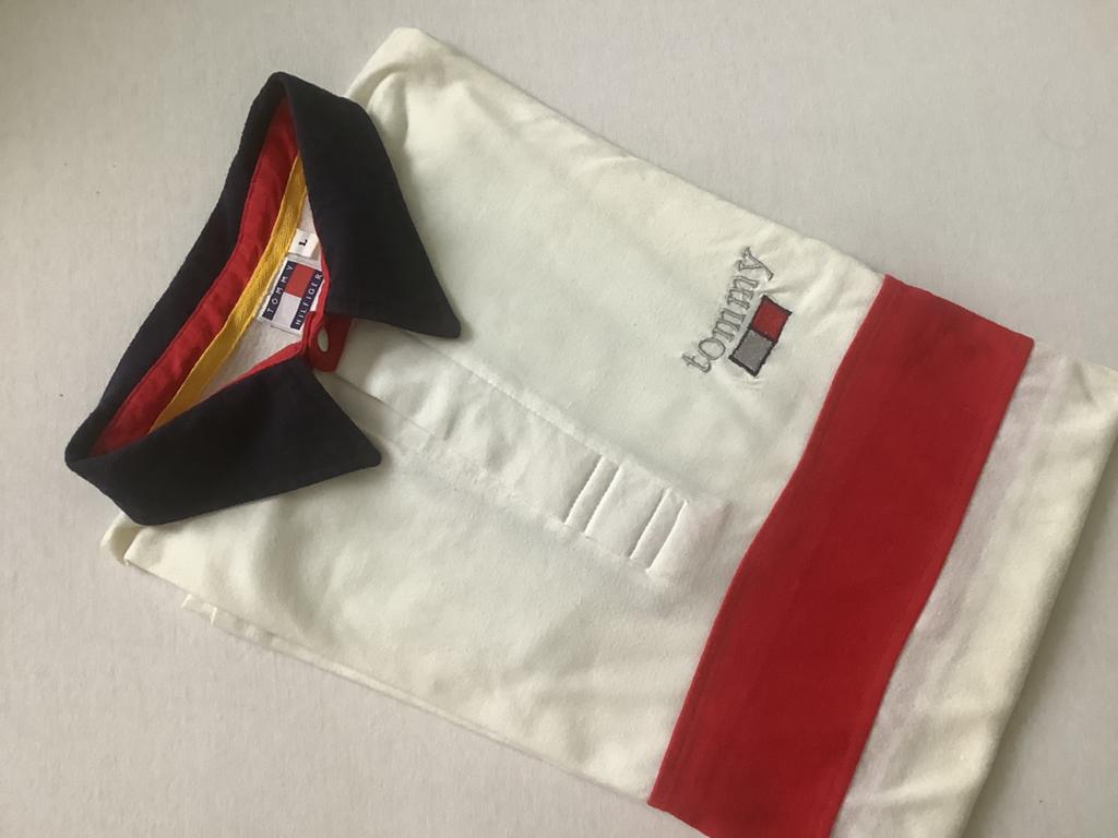 Zgan TOMMY HILFIGER polo maat L, Kleding | Heren, Polo's, Ophalen of Verzenden, Zo goed als nieuw, Maat 52/54 (L), Wit