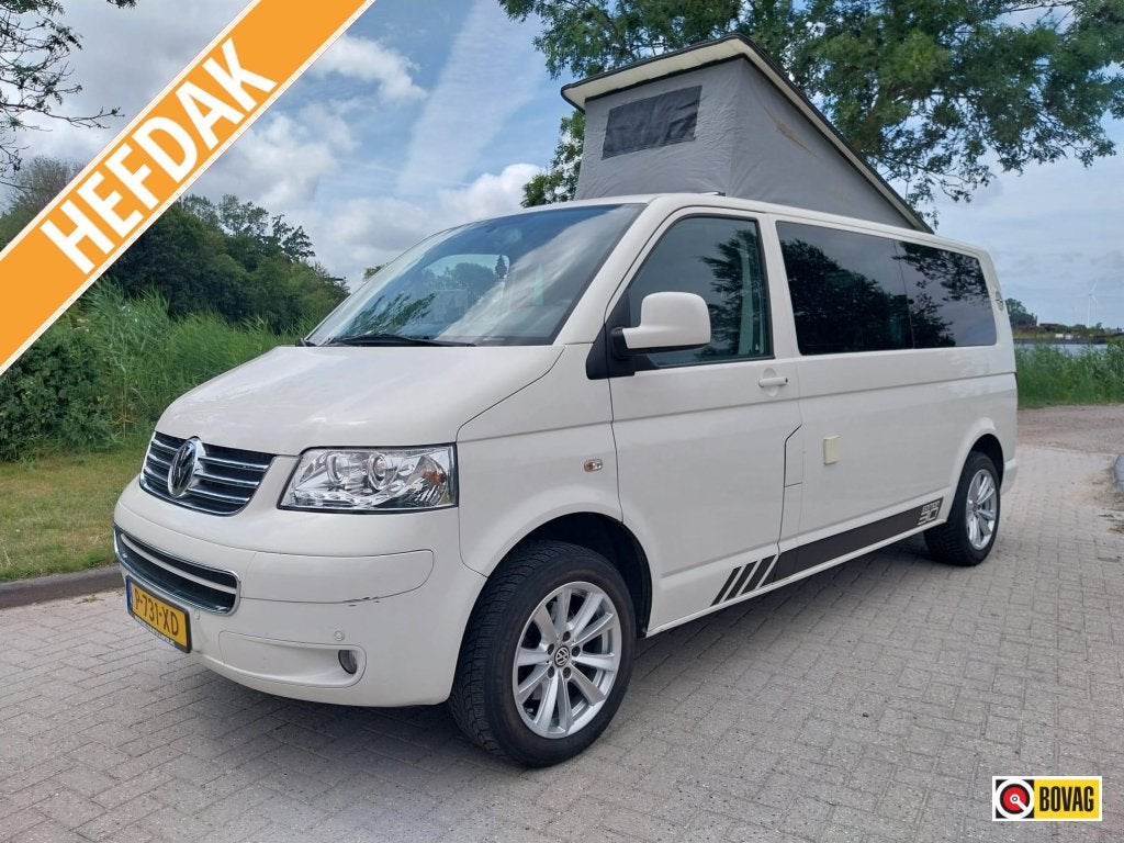 Stoere Volkswagen Transporter T5 NAP, EURO 4 met hefdak !!, Niet ingevuld, Buscamper of Camperbus, Luifel, Airbags