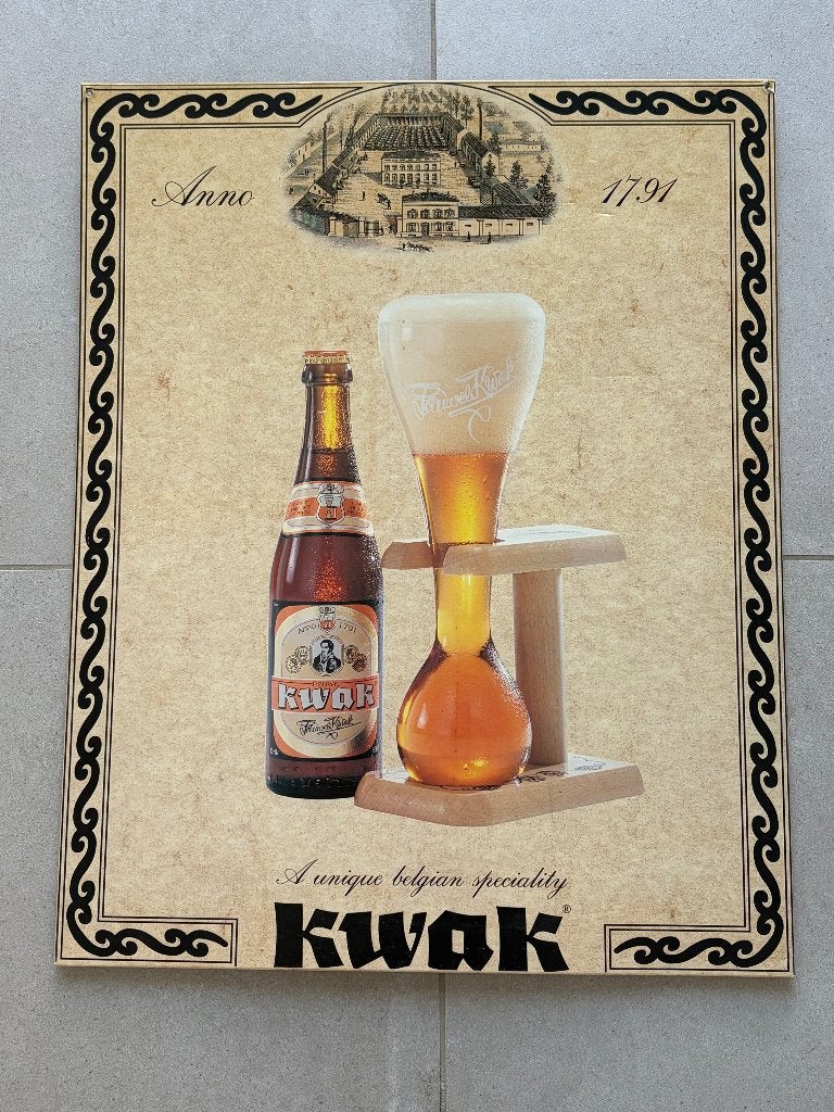 Pauwel Kwak bier reclamebord karton Bosteels – 37 x 46,5 cm, Ophalen of Verzenden, Gebruikt, Reclamebord, Plaat of Schild, Overige merken