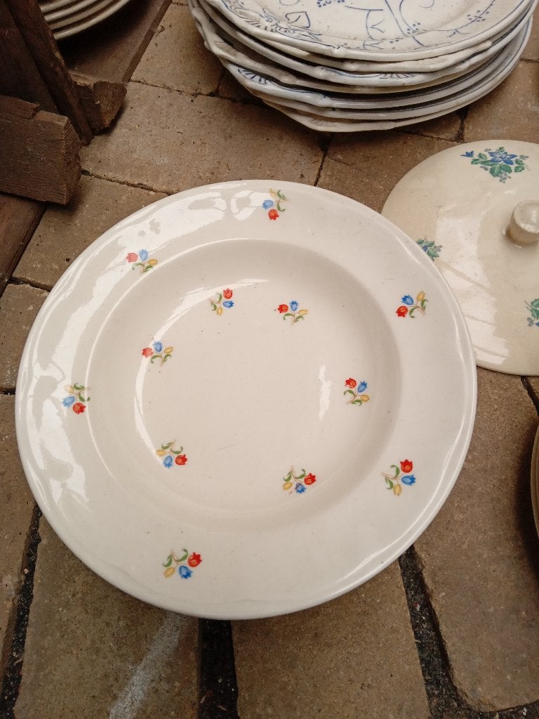 4 diepe borden P REgout kleine bloempjes, Antiek en Kunst, Ophalen of Verzenden