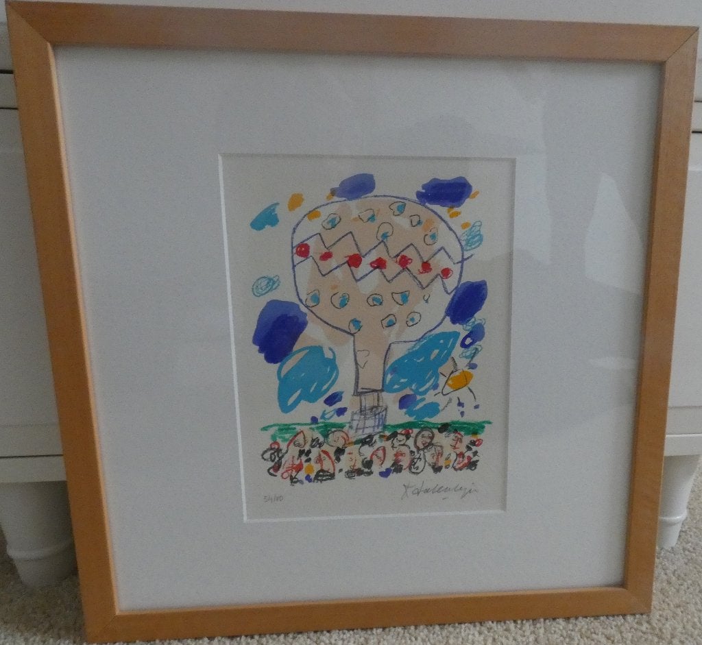 Zeefdruk van Kees Salentijn, ‘Luchtballon'., Met glas, Ophalen of Verzenden, Abstract, Zeefdruk