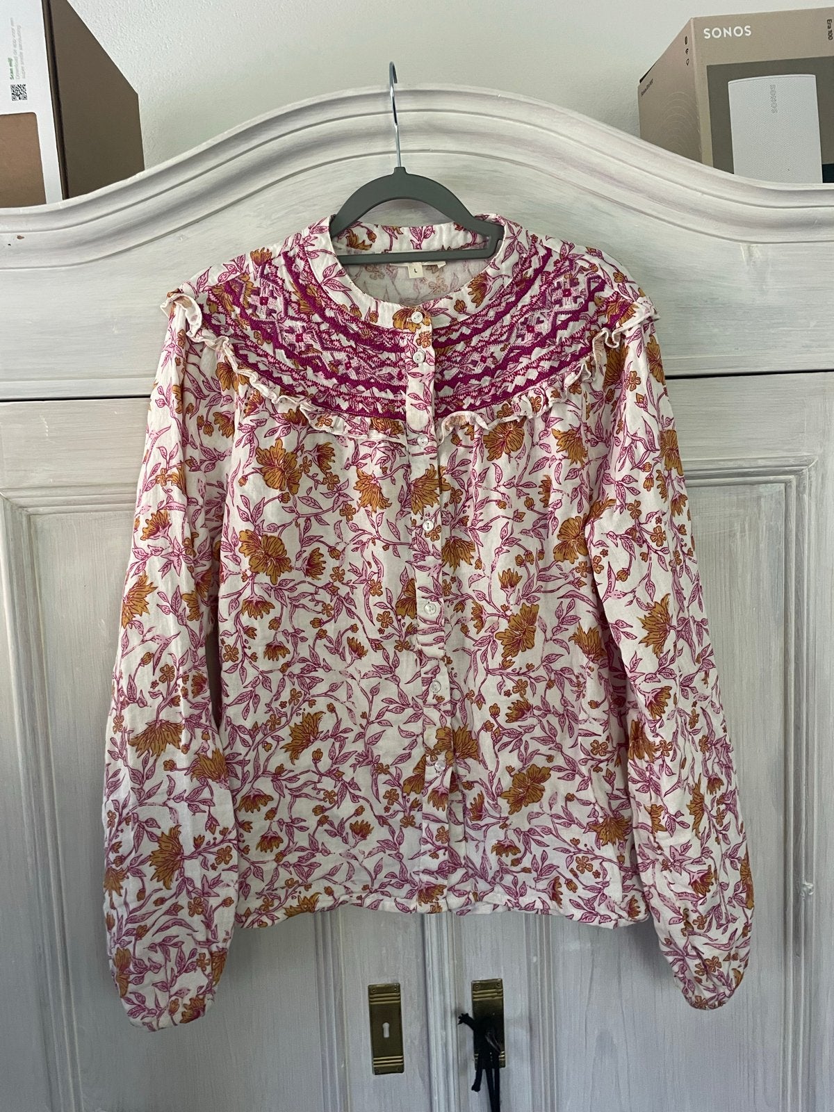 My Jewellery blouse met bloemenprint en smockwerk, Ophalen of Verzenden, Zo goed als nieuw, Maat 42/44 (L), Meerkleurig