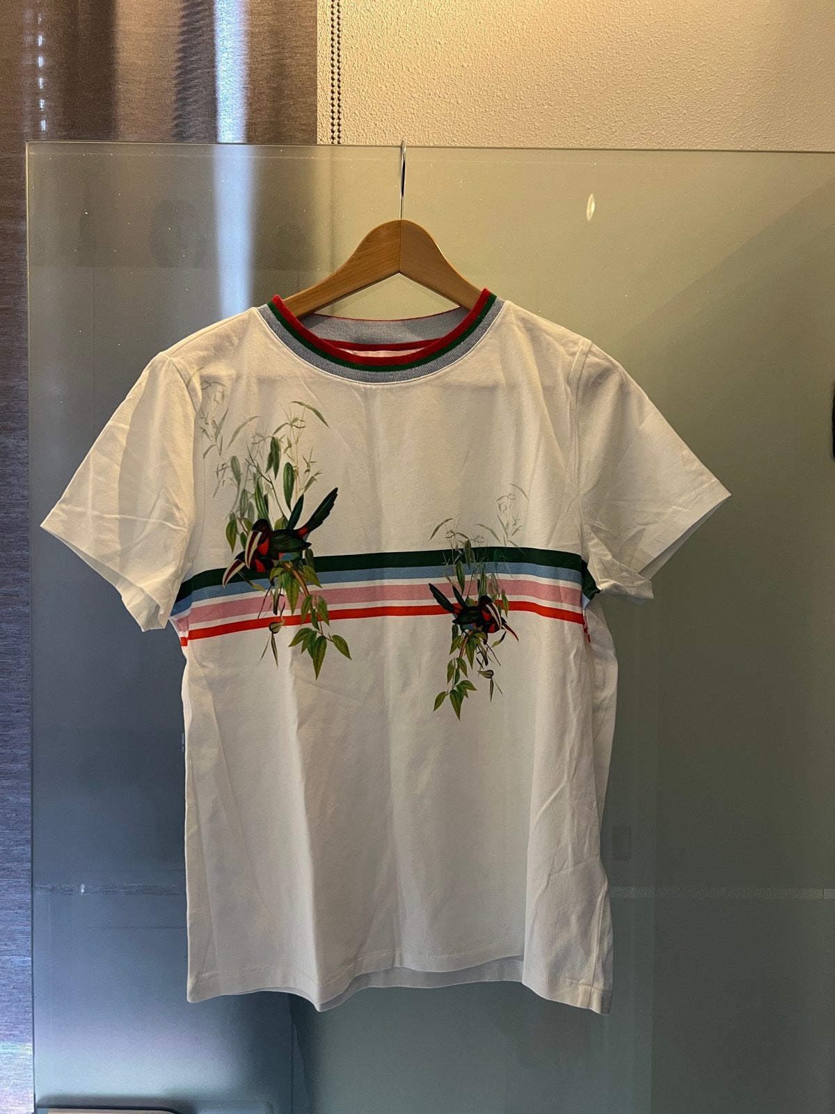 Ted Baker T-shirt met korte mouwen en vogelprint, Maat 38/40 (M), Wit, Ophalen of Verzenden, Zo goed als nieuw