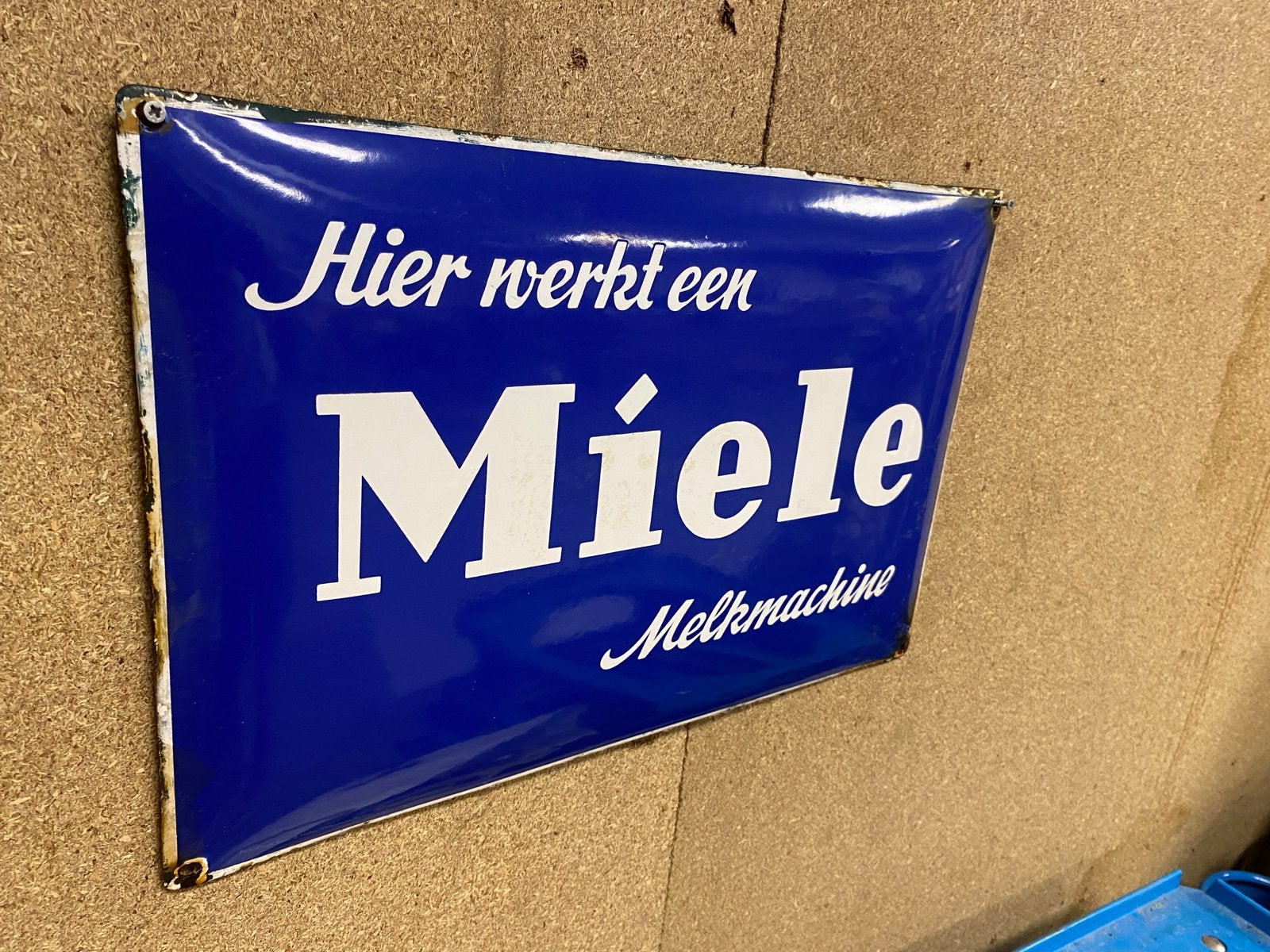Miele Melkmachine Emaille Reclamebord, Antiek en Kunst, Ophalen of Verzenden