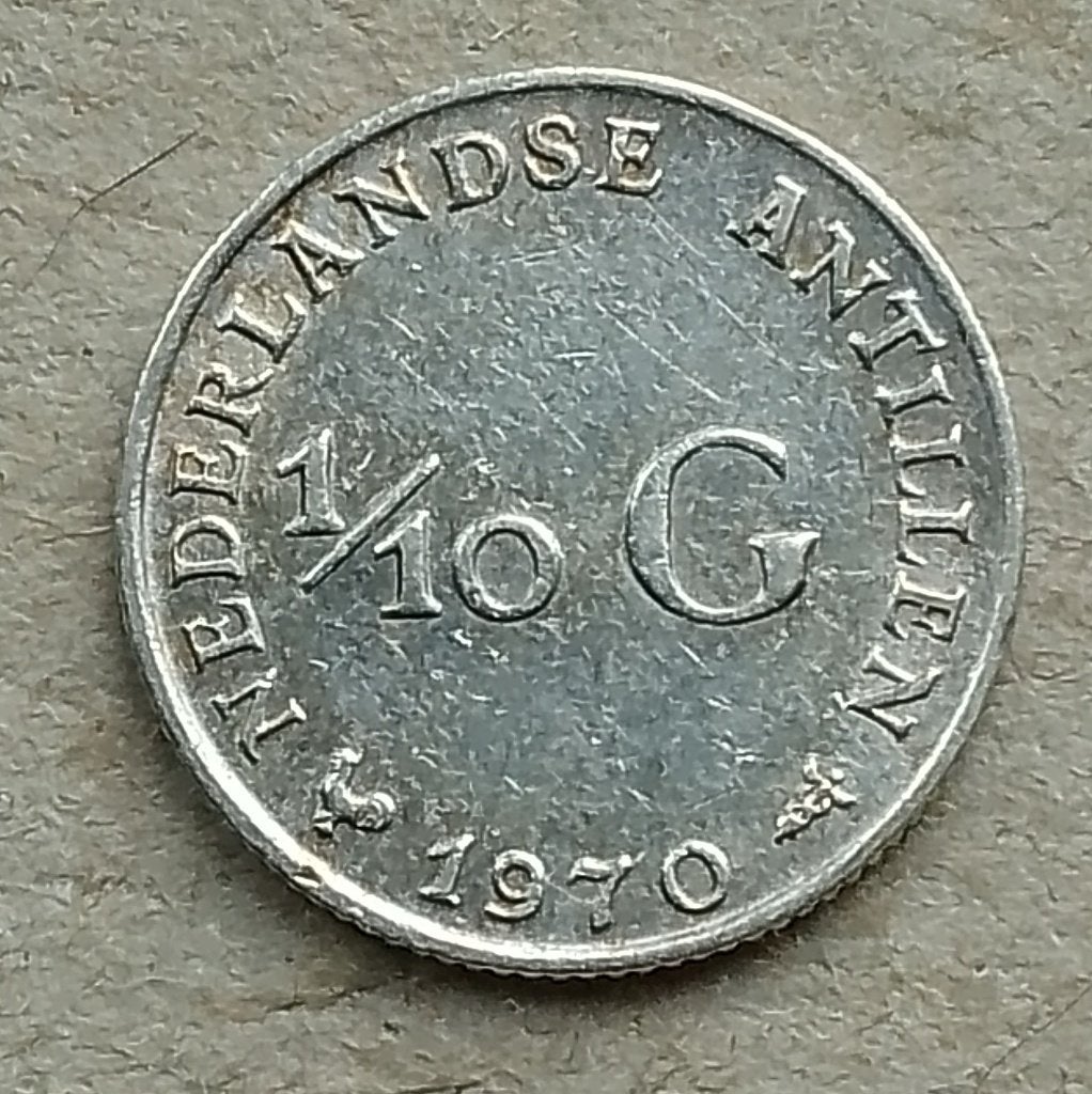 Nederlandse Antillen, 1/10 gulden 1970, Ophalen of Verzenden, Noord-Amerika, Losse munt, Zilver