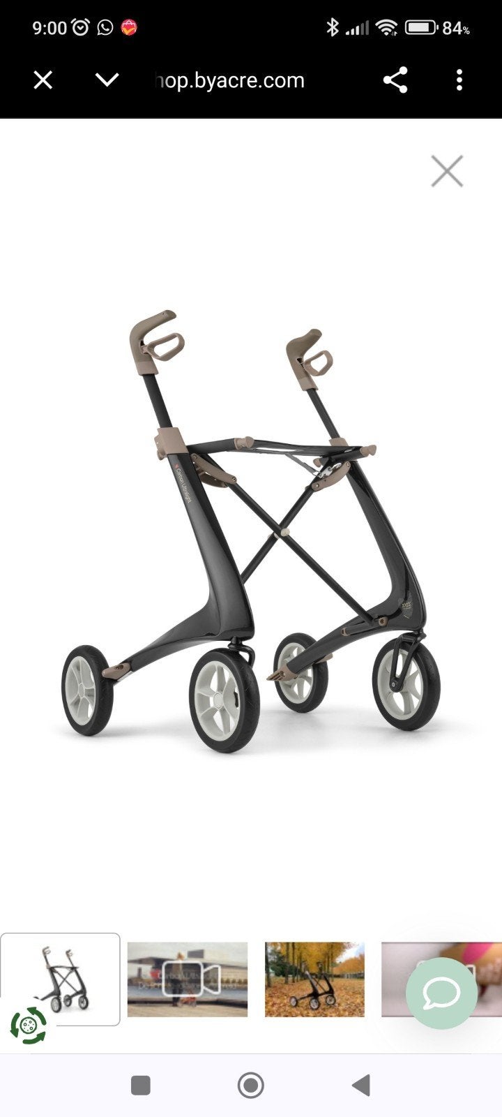 Zwarte byACRE Carbon Ultralight rollator, Diversen, Rollators, Ophalen, Opvouwbaar, Nieuw