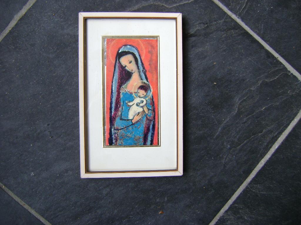 religie - Maria en Jezus - oude prent, Antiek en Kunst, Antiek | Religie, Ophalen of Verzenden