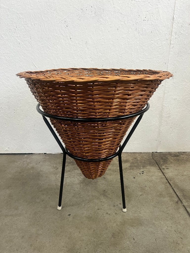 Vintage Rieten Puntmand / Plantenmeubel, Nederland 1960's, Ophalen, Gebruikt, Mand, Onbekend