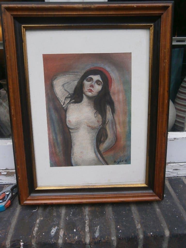 Madonna, pastel/Krijttekening naar Edward MUNCH, Antiek en Kunst, Kunst | Schilderijen | Klassiek, Ophalen, Portret of Personen
