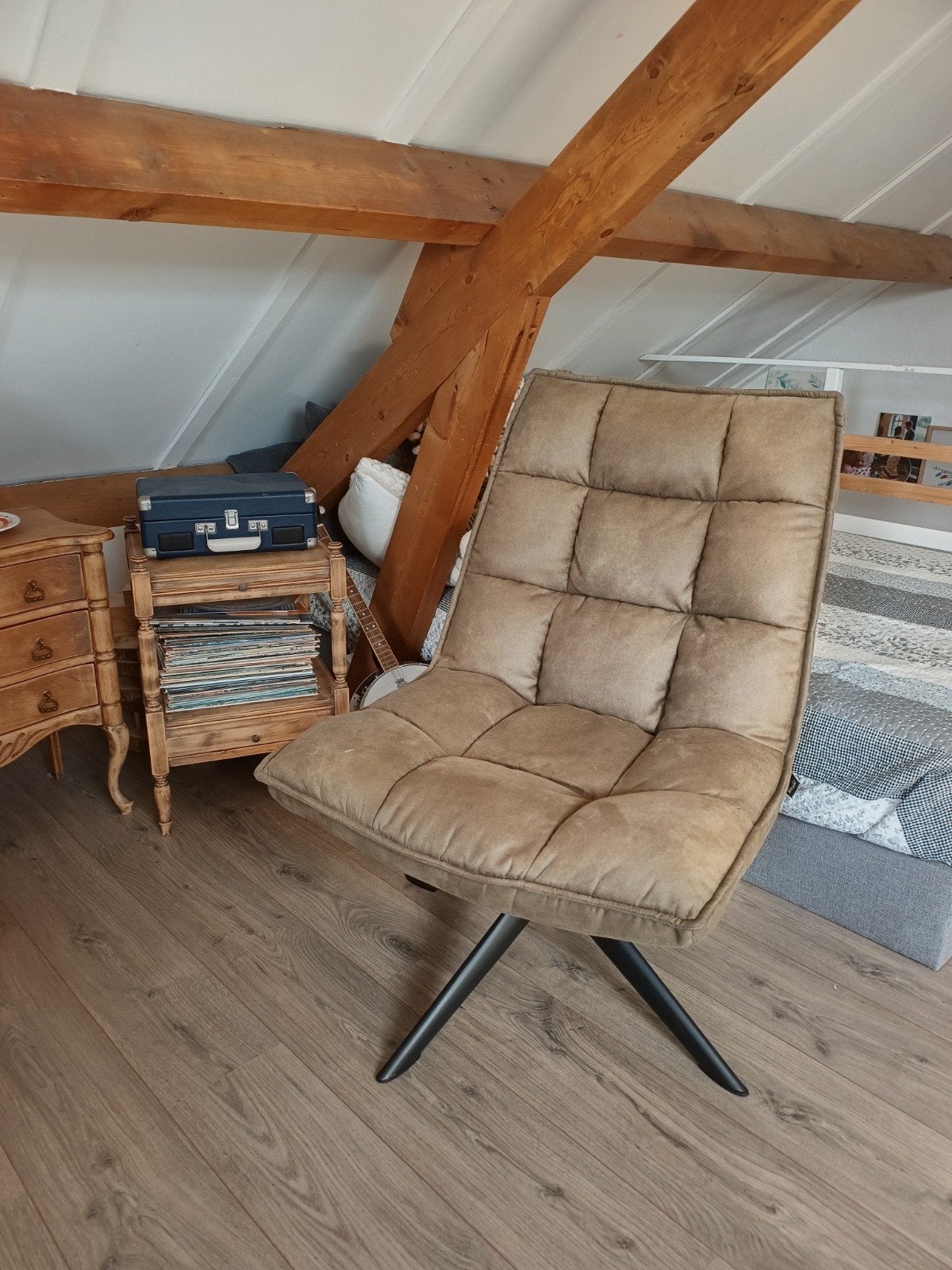WOOOD Draaifauteuil Olijfgroen Kunstleer - Zo goed als nieuw