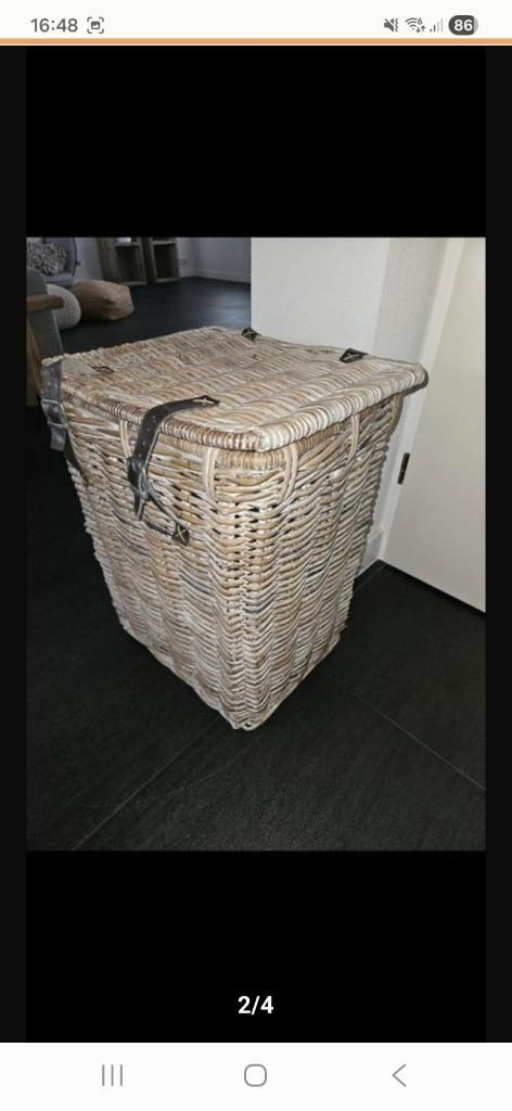 T.K. VINTAGE RIETEN OPBERGMAND/KIST, Huis en Inrichting, Woonaccessoires | Schalen en Manden, Ophalen, Gebruikt, Mand, Riet