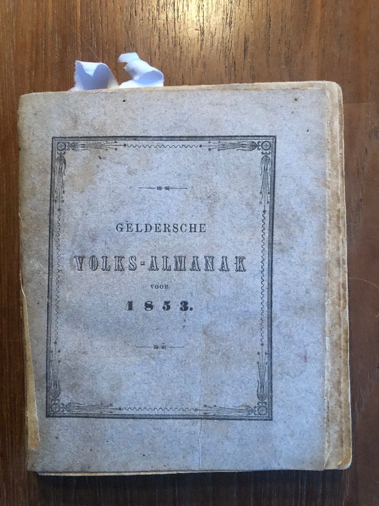 1853 Gelderse Volks-Almanak. O.m plaatje van Vaassen en slot, 19e eeuw, Ophalen of Verzenden, Onbekend, Gelezen