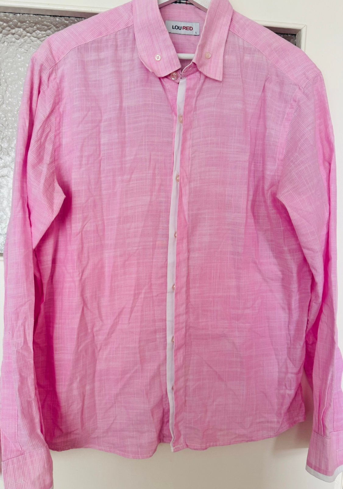 Heren overhemd, Kleding | Heren, Ophalen of Verzenden, Zo goed als nieuw, Roze, Halswijdte 41/42 (L)