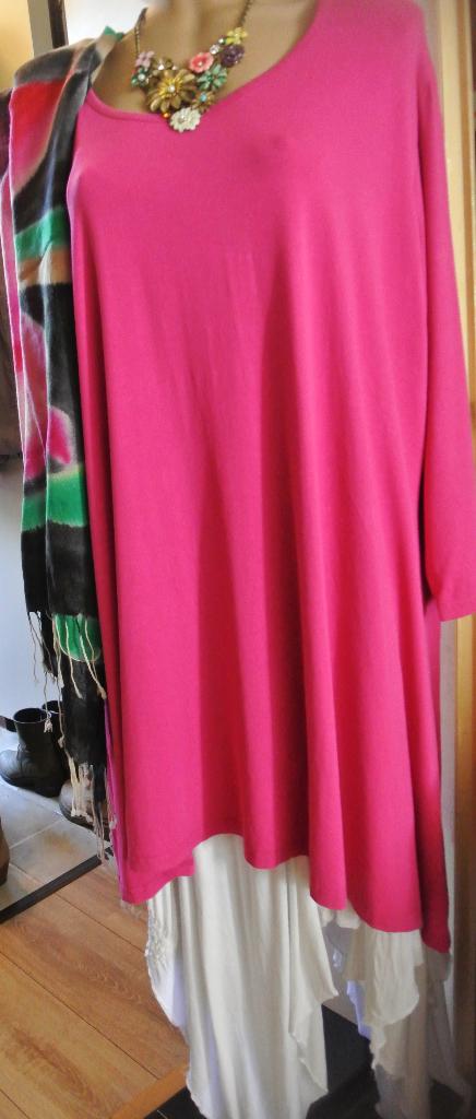 Tuniek wijd fuchsia a lijn Yoek jurkje/jurk top lang XXXL, Kleding | Dames, Grote Maten, Yoek, Blouse of Tuniek, Ophalen of Verzenden