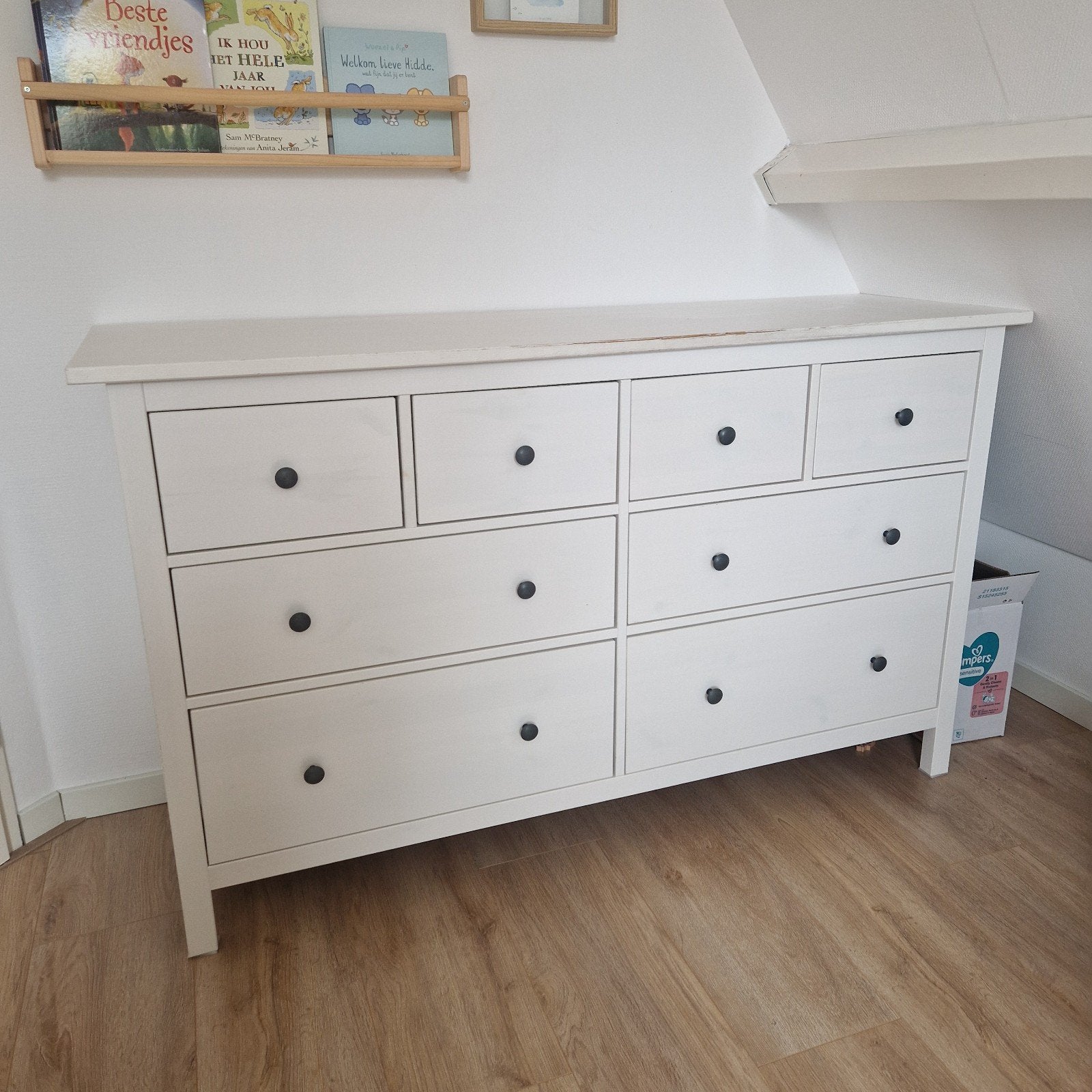 IKEA HEMNES ladekast wit gebeitst - 8 lades, Ophalen, Gebruikt, 5 laden of meer, 150 tot 200 cm