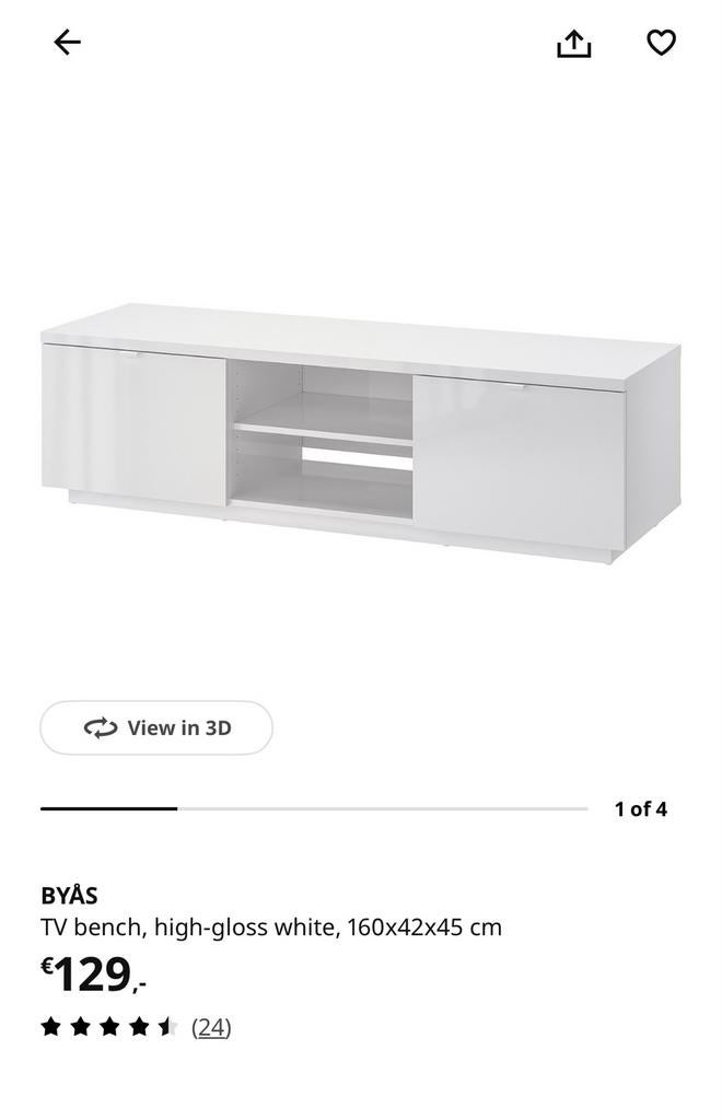 IKEA BYÅS tv-meubel hoogglans wit - zo goed als nieuw!, Huis en Inrichting, Kasten | Televisiemeubels, Ophalen, Kunststof, 150 tot 200 cm