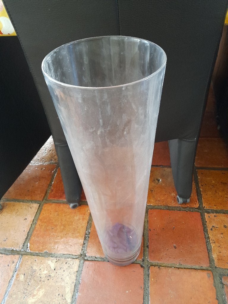 Transparante glazen vaas, conische vorm, Ophalen, Gebruikt, Transparant, Glas