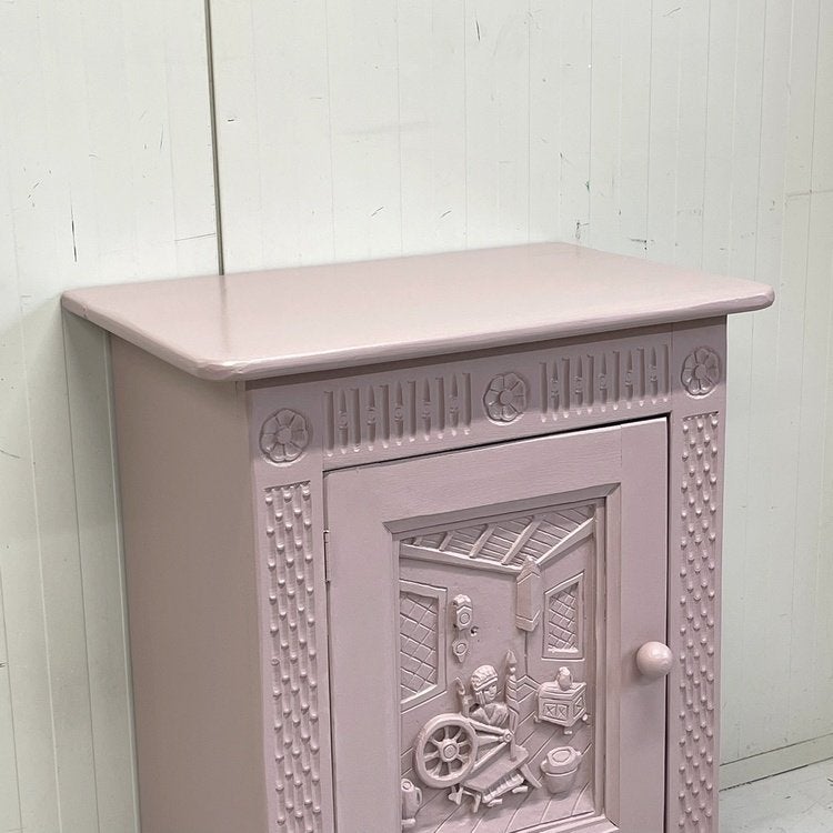 Antiek massief hout houtsnijwerk kast kastje restyle roze, Antiek en Kunst, Ophalen