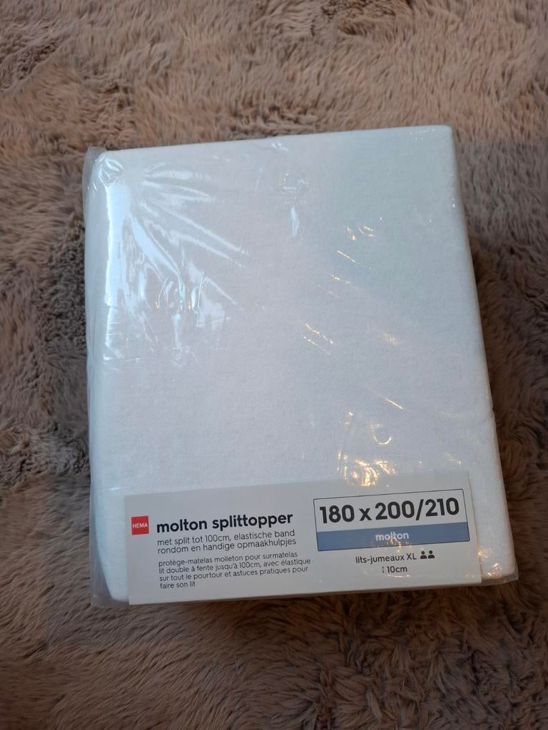 Molton splittopper 180x200/210 HEMA, Ophalen of Verzenden, Wit, Hoeslaken of Sloop, Nieuw