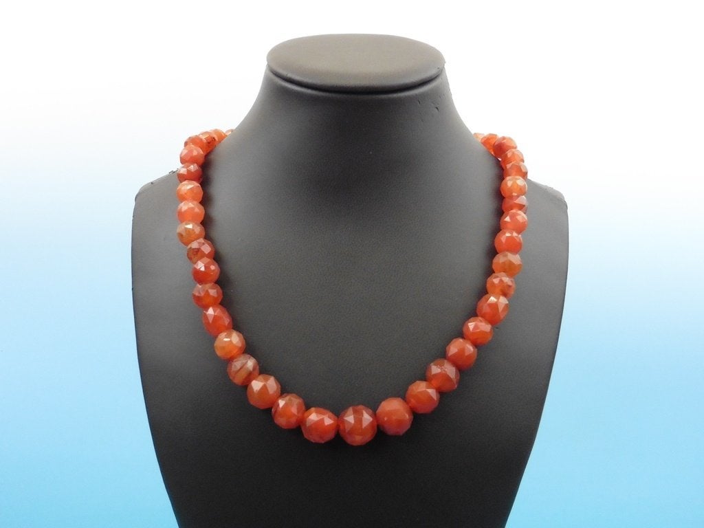 Carneolen collier met zilveren slot                     D103, Sieraden, Tassen en Uiterlijk, Antieke sieraden, Ophalen of Verzenden