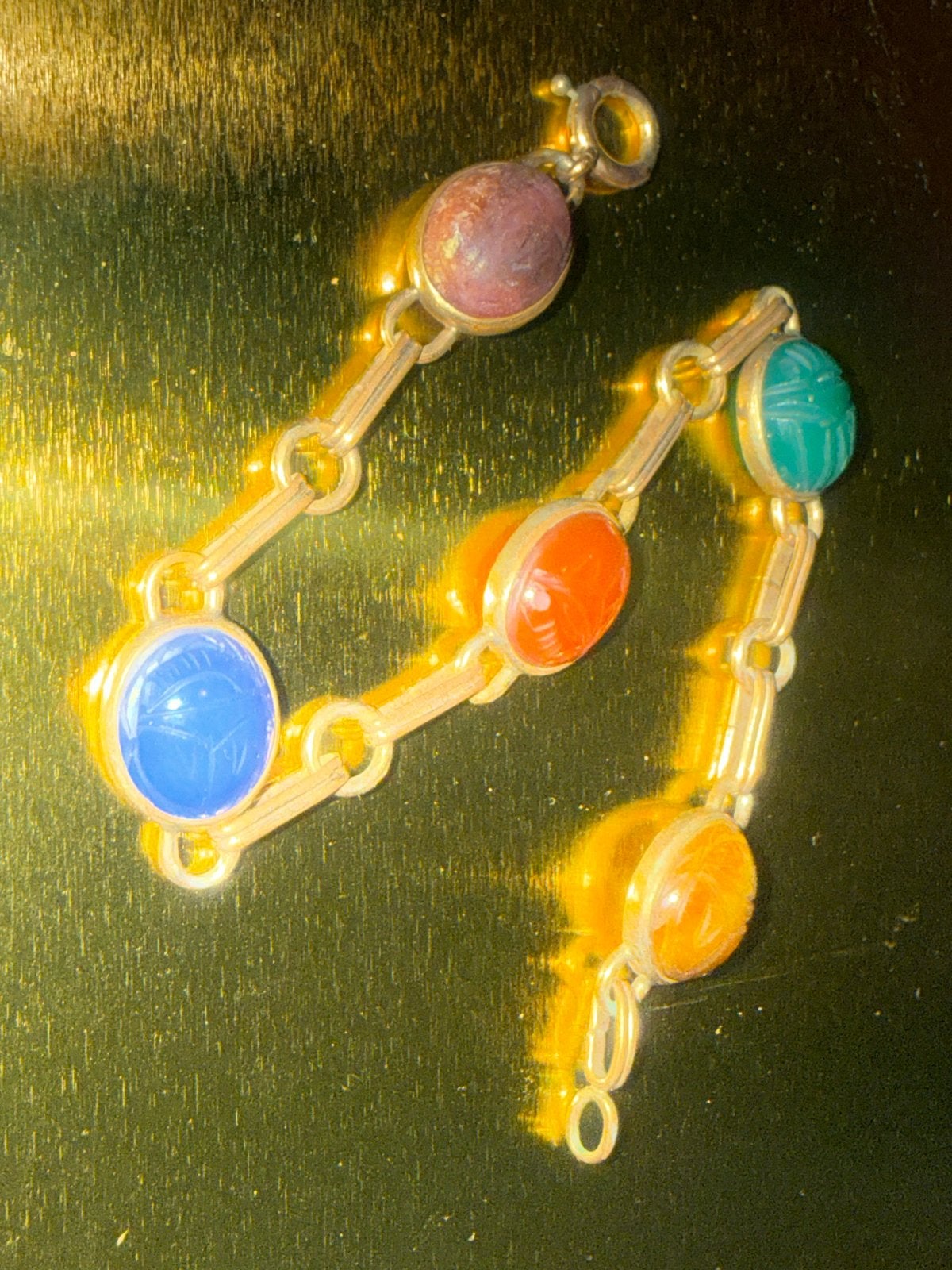 Vintage Armband met Gekleurde Scarabeeën, Overige materialen, Gebruikt, Overige kleuren, Ophalen of Verzenden