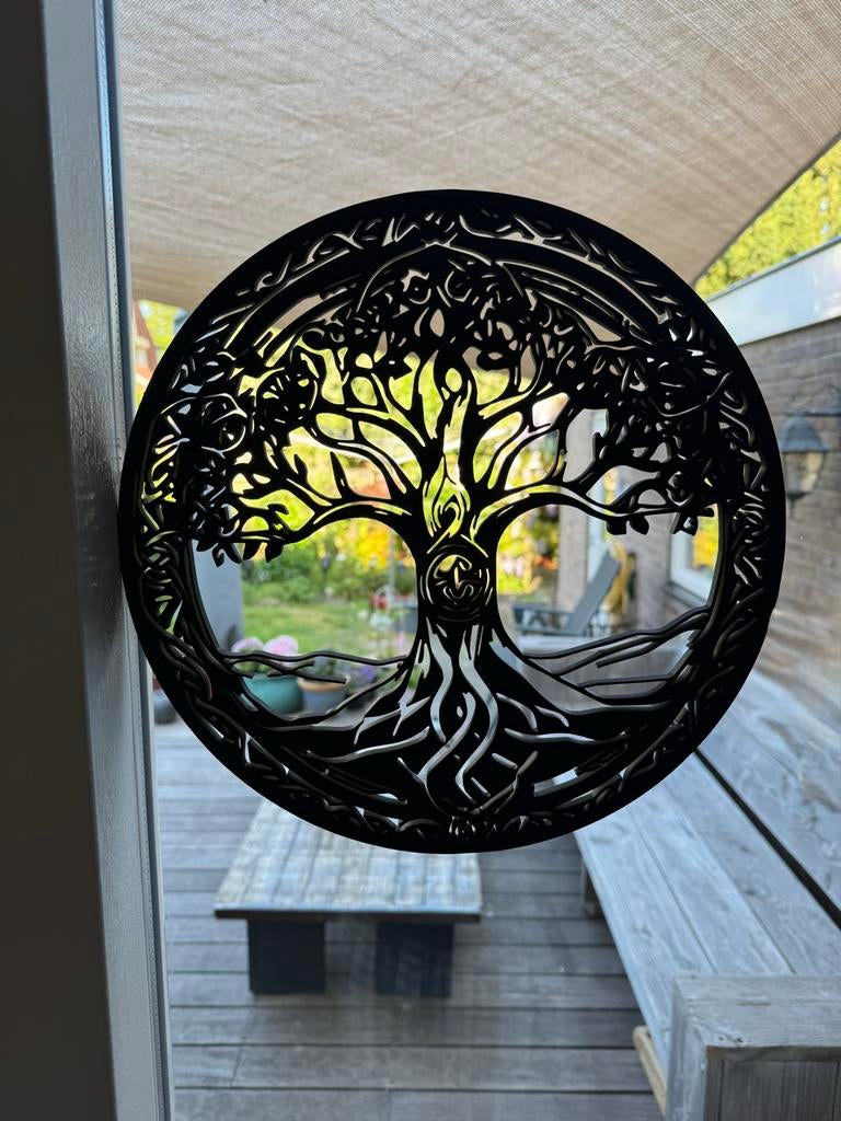Mandala Levensboom Wanddecoratie - Zwart, Zwart, Nieuw, Kunststof, Ophalen of Verzenden