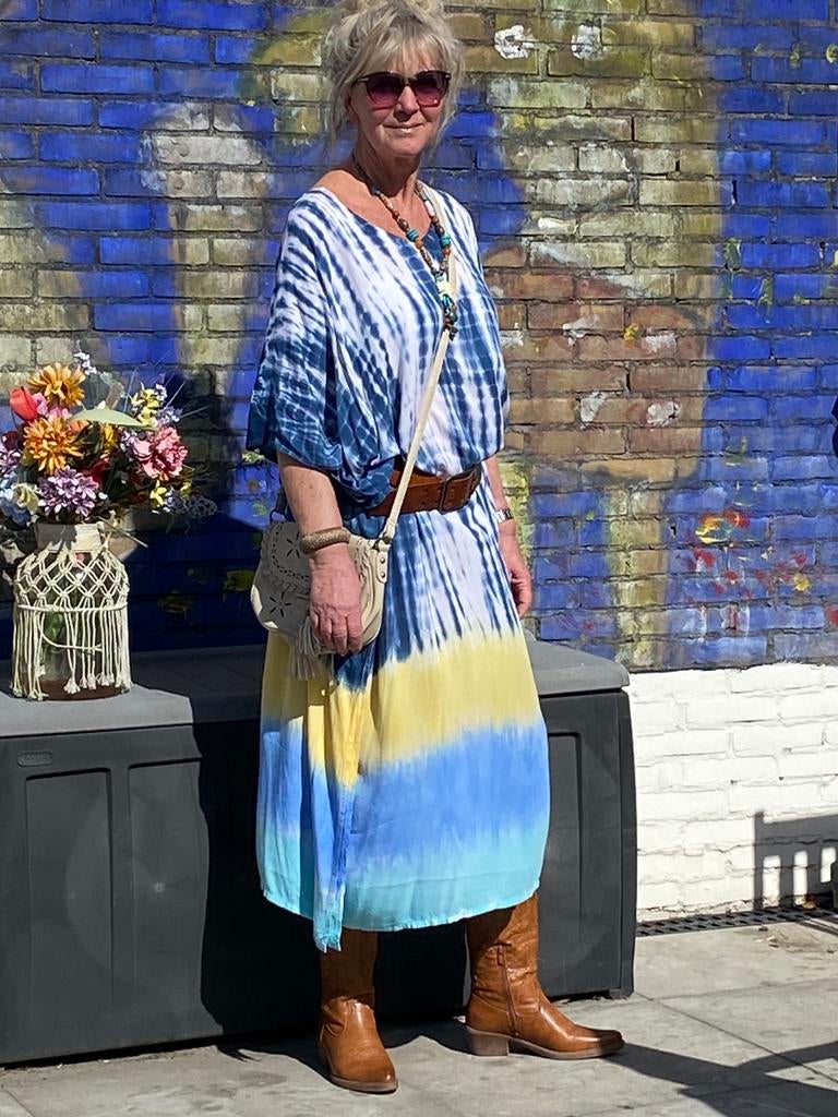Iniza jurk, Boho Bohemien mt 36-42, Ophalen of Verzenden, Zo goed als nieuw, Maat 38/40 (M), Onder de knie
