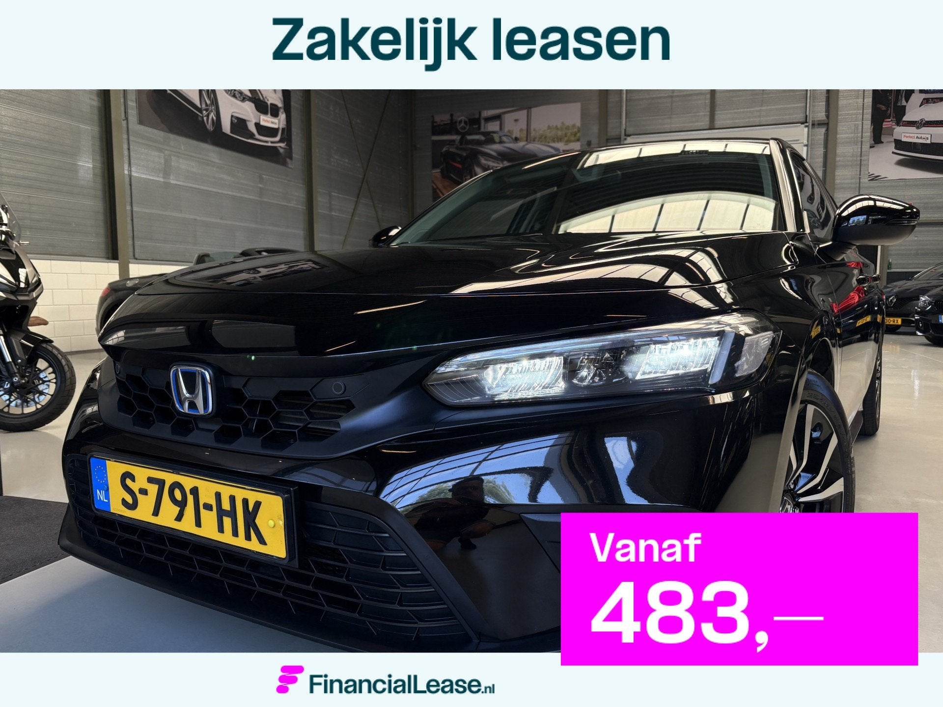 Honda Civic 2.0 e:HEV Elegance Adapt Cruise Automaat, Camera, Dealer onderhouden, Stof, Gebruikt, 4 cilinders
