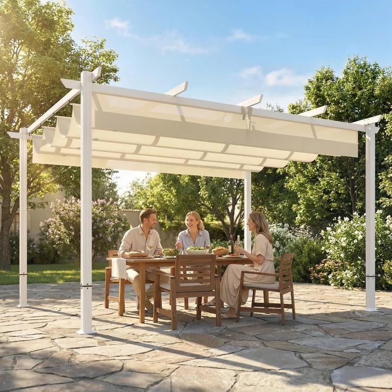 Pergola met uitschuifbaar dak - 3,9 x 2,97 m, Tuin en Terras, Partytenten, Minder dan 4 meter, Nieuw, Paviljoen, 2 meter of meer