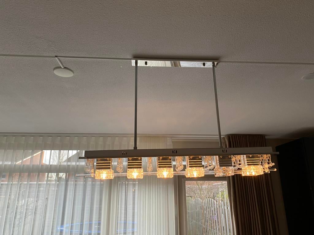 Hanglamp, Ophalen of Verzenden, Gebruikt, Glas, 75 cm of meer