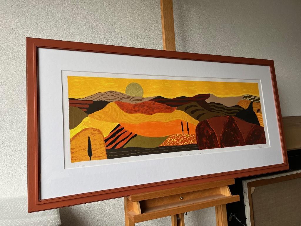 Ronald Boonacker, ingelijste zeefdruk Terra di Toscana, Antiek en Kunst, Kunst | Litho's en Zeefdrukken, Ophalen