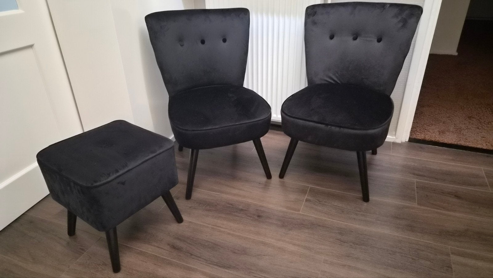 Bijzet stoeltjes zwart, Huis en Inrichting, Ophalen, Zwart, Stof, Twee