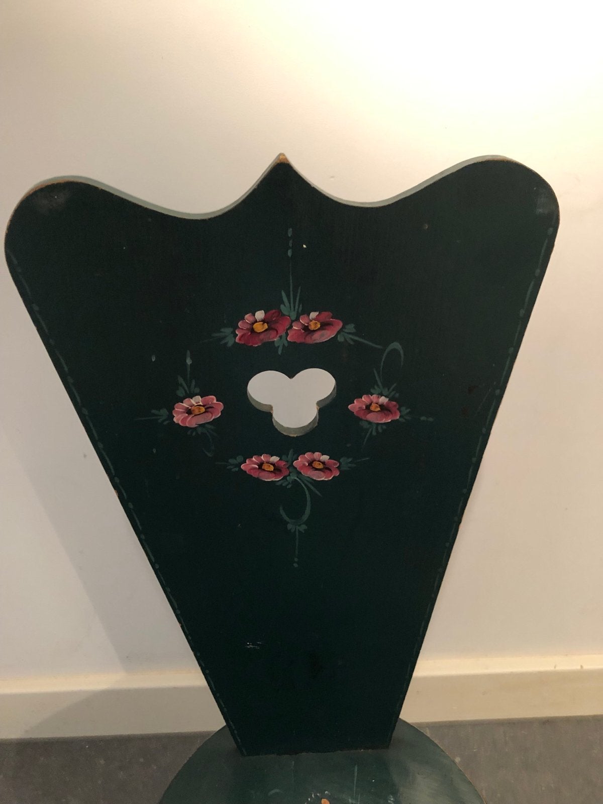 Vintage houten krukje met bloemmotief, Antiek en Kunst, Ophalen