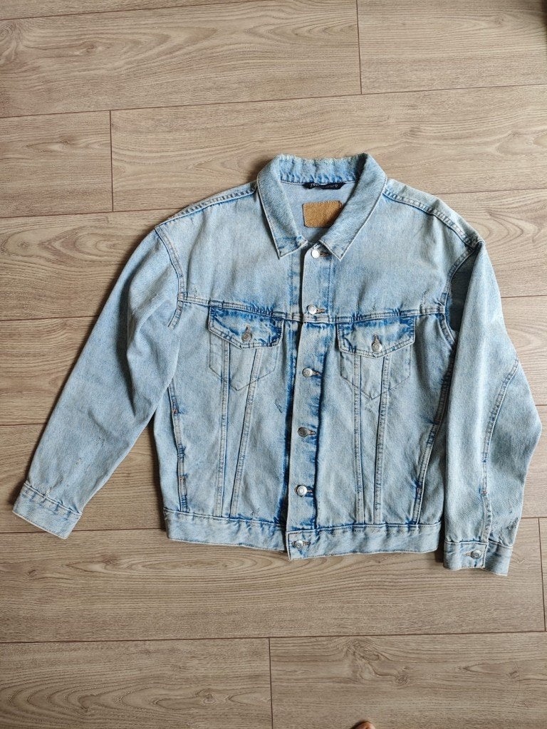 Distressed Jean Jacket Zara Men M, Kleding | Heren, Zara, Ophalen of Verzenden, Zo goed als nieuw, Maat 48/50 (M)