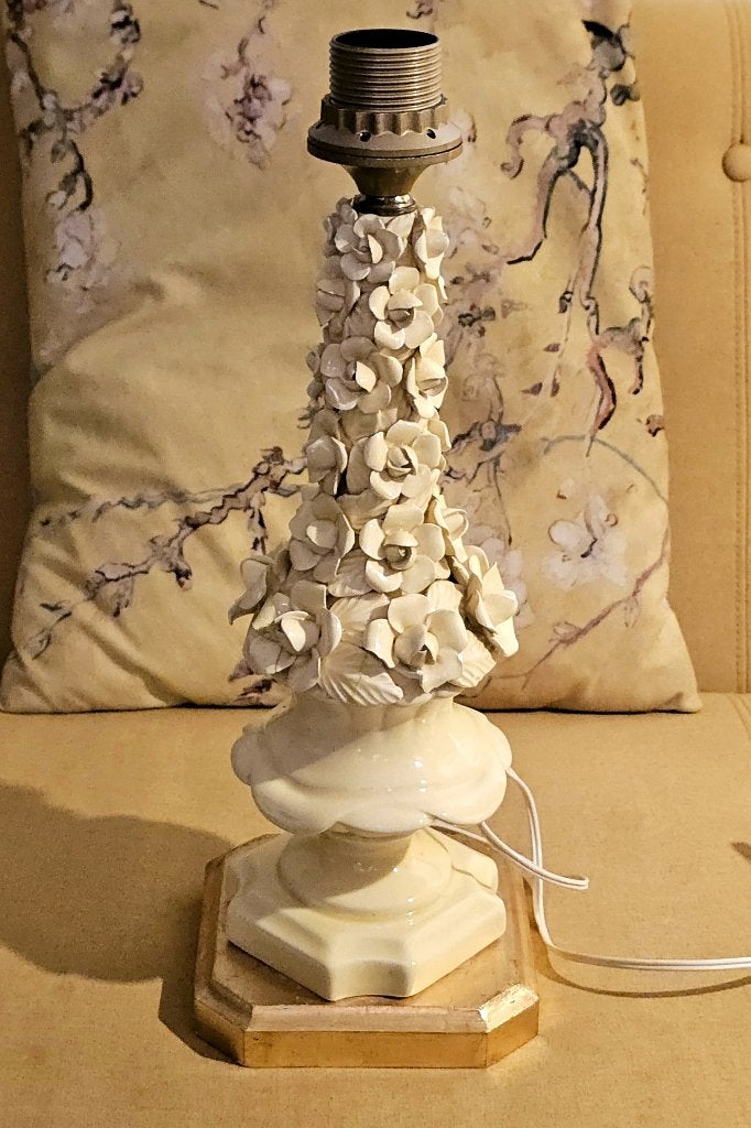 Vintage Capodimonte Stijl Tafellamp met Bloemdecoraties, Antiek en Kunst, Ophalen of Verzenden