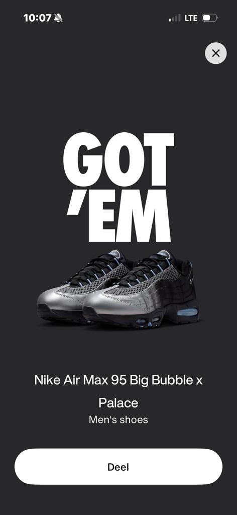 Nike Air Max 95 Big Bubble Palace 45, Zwart, Nieuw, Ophalen of Verzenden, Sneakers of Gympen