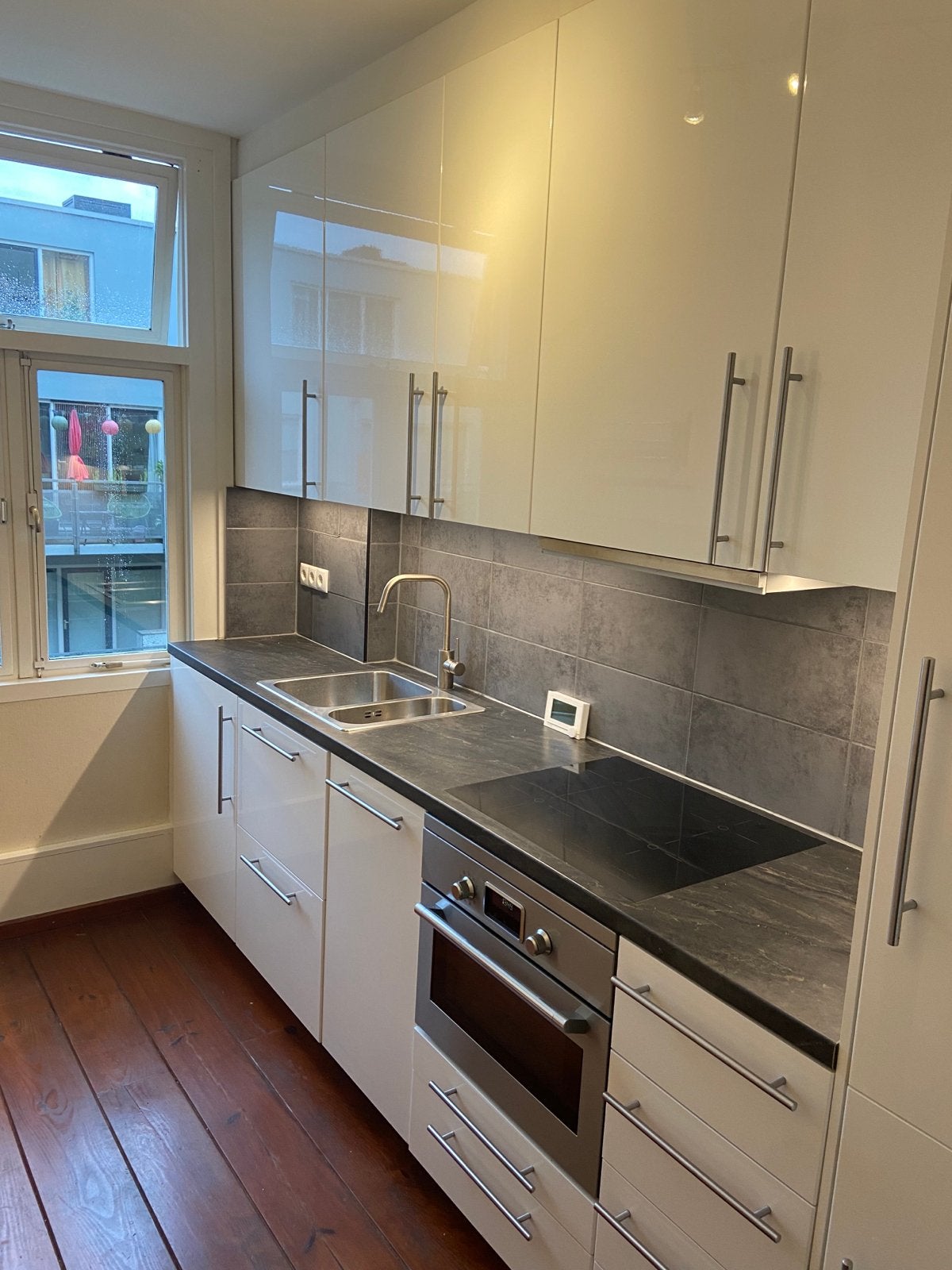 IKEA witte keuken met inbouwapparatuur, Ophalen, Wit, Enkelwandige keuken, Kunststof