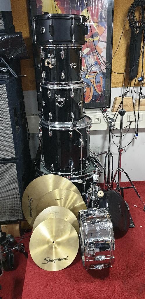 Slingerland drumstel Spirit 1980 Black compleet, Ophalen, Gebruikt, Overige merken